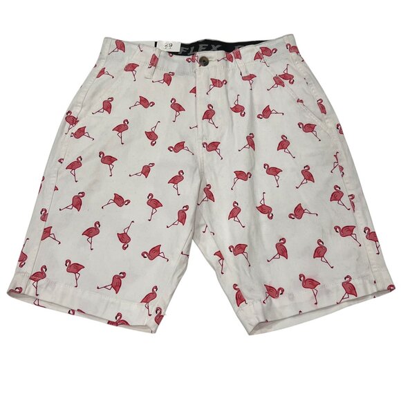 Plugg Stretch Flat Front Flamingo Shorts, NWT, White Pink, 29 - Picture 7 of 7